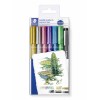 Набор перманентных маркеров STAEDTLER metallic 8323, 6 цветов металлик 1-2мм и капиллярная ручка 308