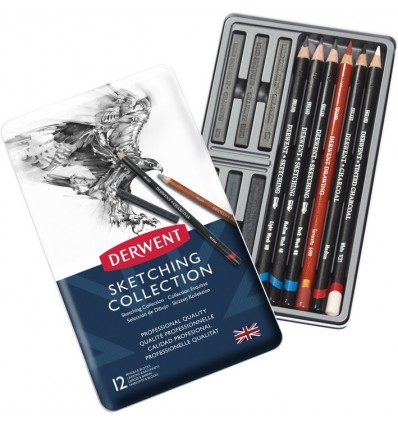Набор профессиональных карандашей DERWENT SKETCHING COLLECTION, 12 карандашей, в металлической коробке