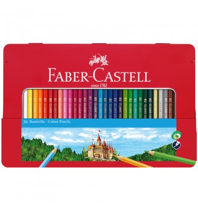 Набор цветных карандашей FABER-CASTELL ЗАМОК, 36 цветов, в металлической коробке