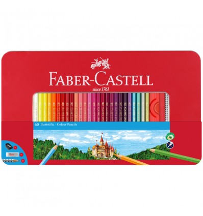 Набор цветных карандашей FABER-CASTELL ЗАМОК, 60 цветов, в металлической коробке