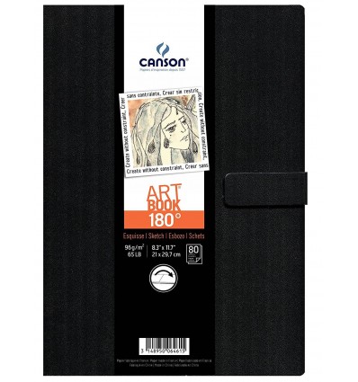 Скетчбук CANSON ART BOOK 180° А4 21.6*27.9см, 96гр. 80л., твердая обложка, магнитная застежка