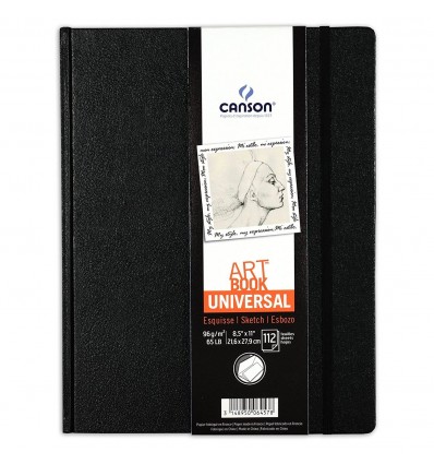 Скетчбук CANSON UNIVERSAL ART BOOK А4 21.6*27.9см, 96гр. 112л., твердая обложка, застежка-резинка