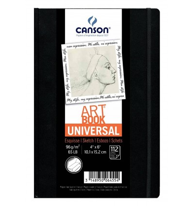 Скетчбук CANSON UNIVERSAL ART BOOK А6 10.2*15.2см, 96гр. 112л., твердая обложка, застежка-резинка