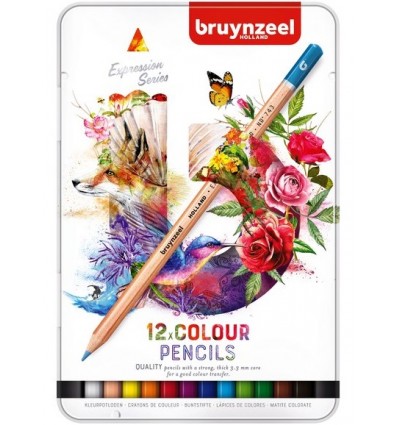 Набор цветных карандашей Bruynzeel Expression Colour, 12 цветов, в металлической коробке