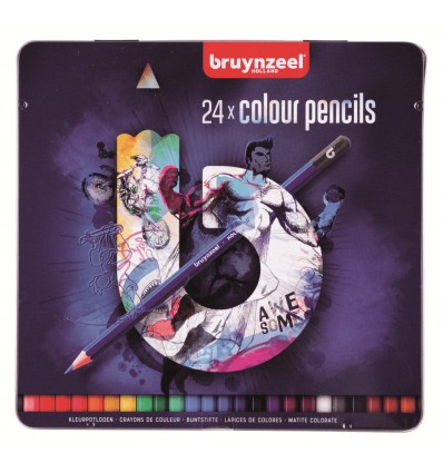 Набор цветных карандашей Bruynzeel Back to School Dark, 24 цвета в металлической коробке