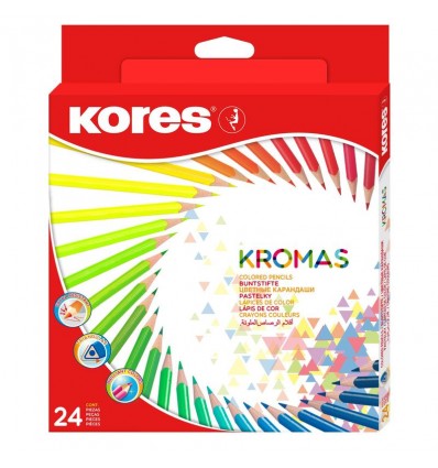Карандаши трехгранные цветные Kores Kromas, 24 цвета