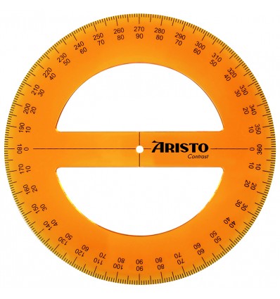 Транспортир круглый Aristo 360°, 12см, пластик желто-прозрачный