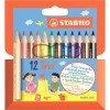 Набор треугольных цветных утолщенных карандашей Stabilo Trio, 12 цветов
