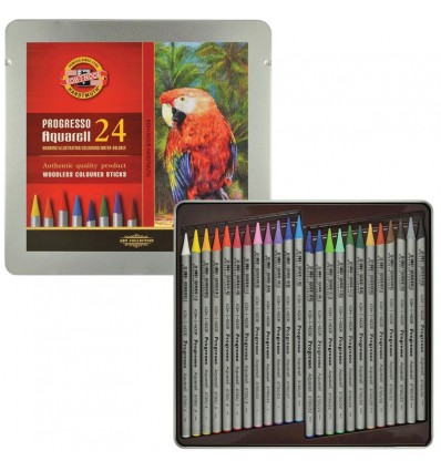 Набор цветных акварельных карандашей Koh-I-Noor Progresso 8784, 24 цвета в метал. коробке