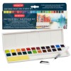 Набор акварельных (чернильных) красок Derwent Inktense Paint Pan Studio Set 24 цвета в кюветах, в пластиковом пенале, кисть