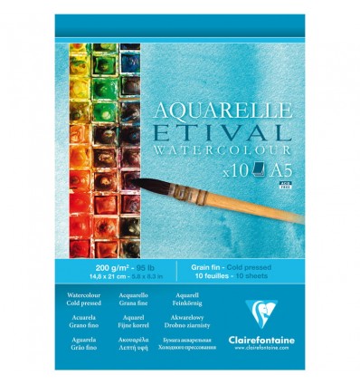 Альбом для акварели Clairefontaine Etival, А5, 200гр., холодное прессование, 10 листов, склейка
