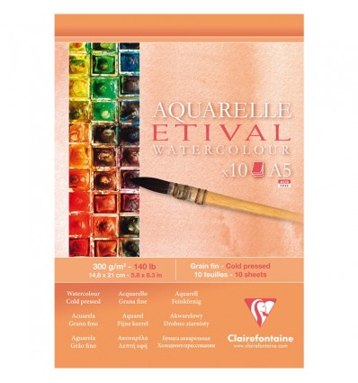 Альбом для акварели Clairefontaine Etival, А5, 300гр., холодное прессование, 10 листов, склейка