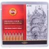 Набор чернографитных карандашей Koh-I-Noor 1500 GRAPHIC, без ластика, 24шт 8В-10H в металлической коробке