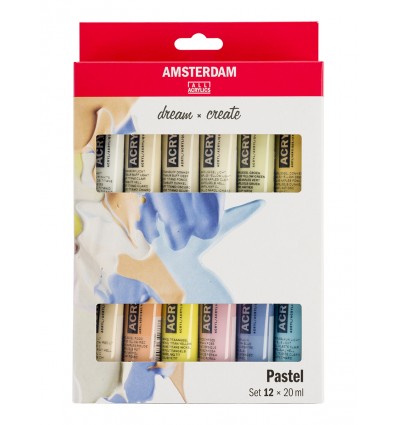 Акриловые краски в тюбиках ROYAL TALENS AMSTERDAM Standard Pastel (пастельные оттенки), 12 цветов по 20мл