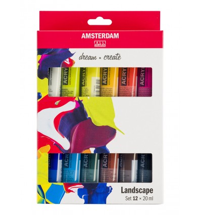 Акриловые краски в тюбиках ROYAL TALENS AMSTERDAM Standard Landscape (ПЕЙЗАЖ), 12 цветов по 20мл