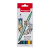 Набор капиллярных ручек Bruynzeel Fineliner Brush pen New York (Нью-Йорк) двусторонние (перо-кисть и линер 0,4мм), 6 цветов