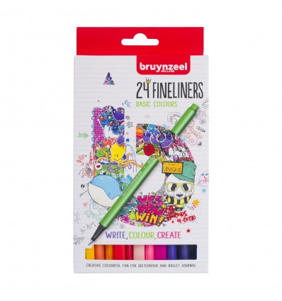 Набор капиллярных ручек Bruynzeel Fineliner pen (линер 0,4мм) 24 цвета
