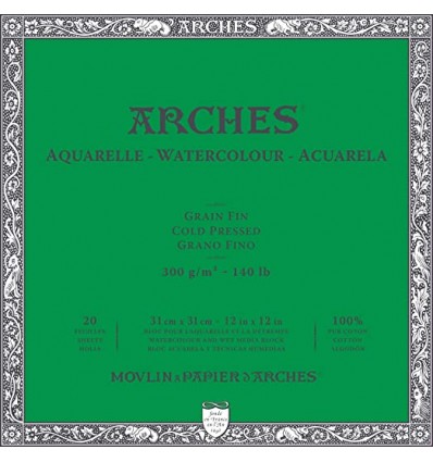 Альбом для акварели Arches FIN 41*51см, 300гр. 20л., бумага мелкозернистая, склейка по 4-м сторонам
