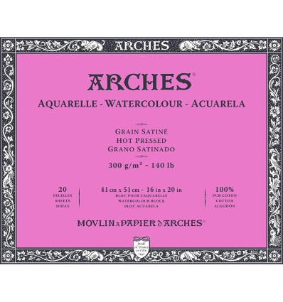 Альбом для акварели Arches Satin 41*51см, 300гр. 20л., бумага гладкая, склейка по 4-м сторонам
