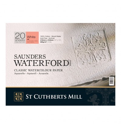 Альбом для акварели Saunders Waterford HP White (Сатин - гладкая) хлопок, 41х31см, 300г/м2, натур. белая, 20 листов