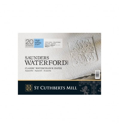 Альбом для акварели Saunders Waterford CP (FIN) High White (ФИН - среднее зерно ) хлопок, 31x23см, 300г/м2, белая, 20 листов