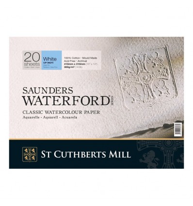 Альбом для акварели Saunders Waterford CP (FIN) White (ФИН - среднее зерно ) хлопок, 41x31см, 300г/м2, натур. белая, 20 листов