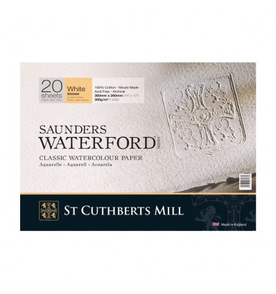 Альбом для акварели Saunders Waterford Rough White (Торшон - крупное зерно ) хлопок, 36х26см, 300г/м2, натур. белая, 20 листов