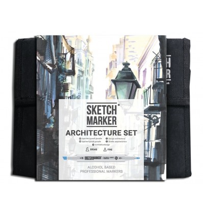Набор маркеров SKETCHMARKER Architecture, 2 пера (долото и тонкое), 36 цветов в сумке-органайзере