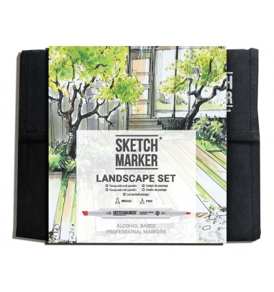 Набор маркеров SKETCHMARKER Landscape set, 2 пера (долото и тонкое), 36 цветов в сумке-органайзере