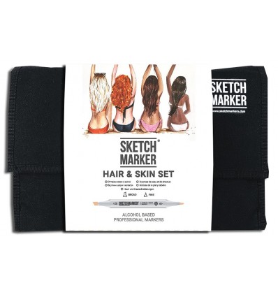Набор маркеров SKETCHMARKER Hair&Skin Set ( оттенки кожи и волос) , 2 пера (долото и тонкое), 24 цвета в сумке-органайзере