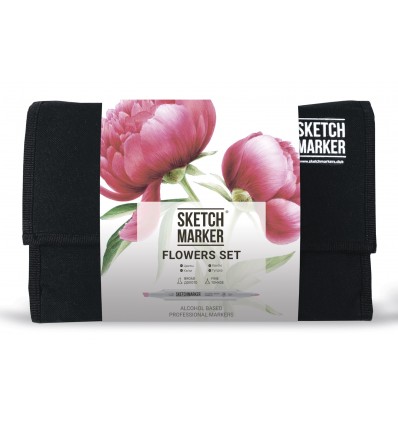 Набор маркеров SKETCHMARKER Flowers Set ( Цветы) , 2 пера (долото и тонкое), 24 цвета в сумке-органайзере