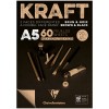 Скетчбук для эскизов и зарисовок Clairefontaine Kraft, А5, 90гр., бумага - верже черная/крафт, 60 листов, склейка