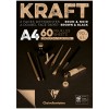 Скетчбук для эскизов и зарисовок Clairefontaine Kraft, А4, 90гр., бумага - верже черная/крафт, 60 листов, склейка