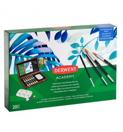 Набор для рисования акварельными красками DERWENT Academy, 12 цв. по 12мл., в деревянной коробке