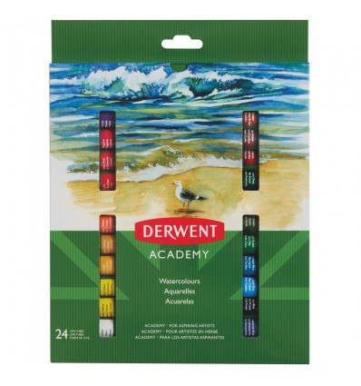 Краски акварельные DERWENT Academy, 24 цвета в тубах по 12мл.