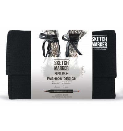 Набор маркеров SKETCHMARKER BRUSH Fashion Design (ДИЗАЙН ОДЕЖДЫ), 2 пера (долото и кисть), 24 цвета в сумке-органайзере