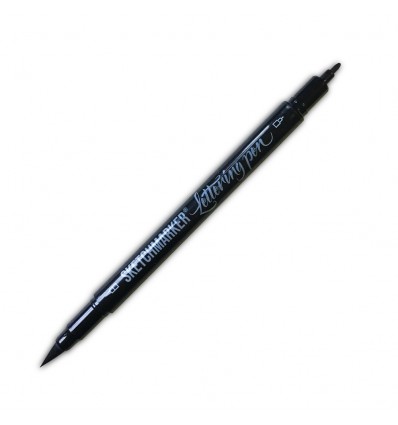 Брашпен двухсторонний Lettering Pen (перо 0.7мм + кисть) чёрный