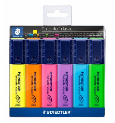 Набор текстовыделителей STAEDTLER Textsurfer classic, скошенный наконечник, 1-5мм, 6 цветов