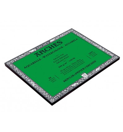 Альбом для акварели Arches FIN 31*41см, 300гр. 20л., бумага мелкозернистая, склейка по 4-м сторонам