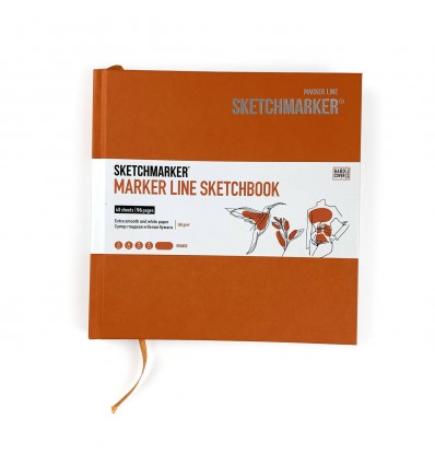 Скетчбук для маркеров SKETCHMARKER MARKER LINE, 16,3х16,3см, 160гр., 48л., Твердая обложка Оранжевая