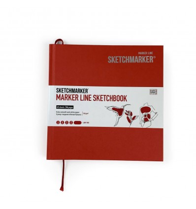 Скетчбук для маркеров SKETCHMARKER MARKER LINE, 16,3х16,3см, 160гр., 48л., Твердая обложка Светло-красный