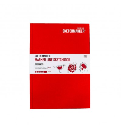 Скетчбук для маркеров SKETCHMARKER MARKER LINE, 17,6х25см, 160гр., 44л., Твердая обложка Светло-красная