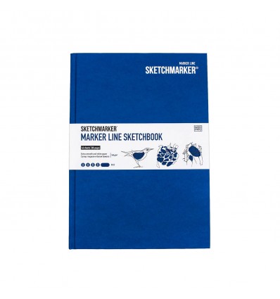 Скетчбук для маркеров SKETCHMARKER MARKER LINE, 17,6х25см, 160гр., 44л., Твердая обложка Синяя