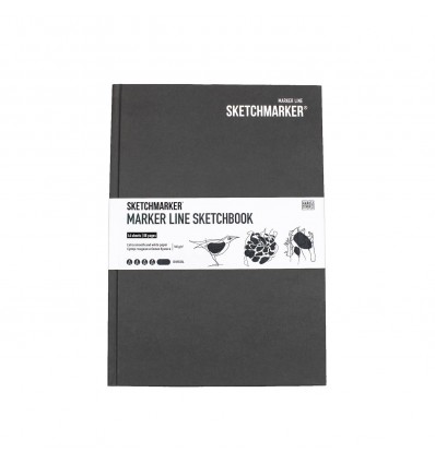 Скетчбук для маркеров SKETCHMARKER MARKER LINE, 17,6х25см, 160гр., 44л., Твердая обложка Угольный