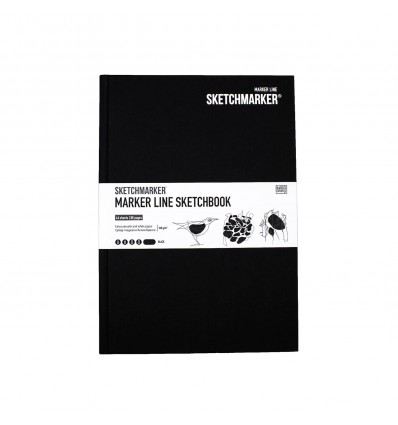 Скетчбук для маркеров SKETCHMARKER MARKER LINE, 17,6х25см, 160гр., 44л., Твердая обложка Черный