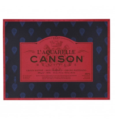 Альбом для акварели CANSON Heritage Satin (Сатин), 300гр., 31*41см 20л, среднее зерно, склейка по 4-м сторонам