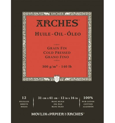 Альбом для масла Arches Huile Fin 31*41см, 300гр. 12л., бумага среднее зерно, склейка