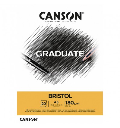 Альбом для графики CANSON GRADUATE Bristol, 180гр., А5 (14,8*21см), 20л, склейка