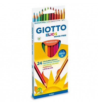Набор цветных карандашей GIOTTO Elios TRIANGULAR woodfree, 24 цвета в картонной коробке
