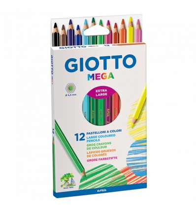 Набор цветных карандашей GIOTTO MEGA 12 цветов в картоной упаковке